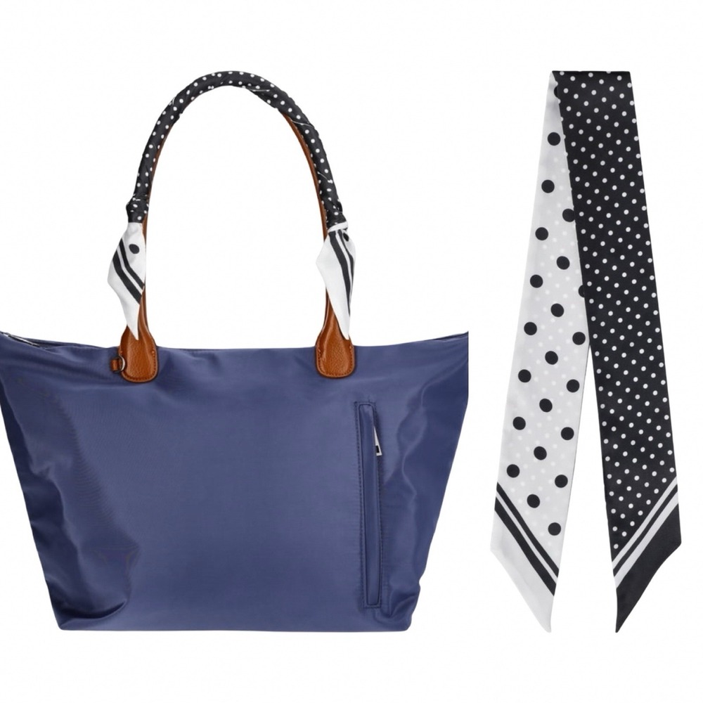 No Boundaries Women's Tote Skinny Scarf Wrap Black & White Polka Dot NWT
